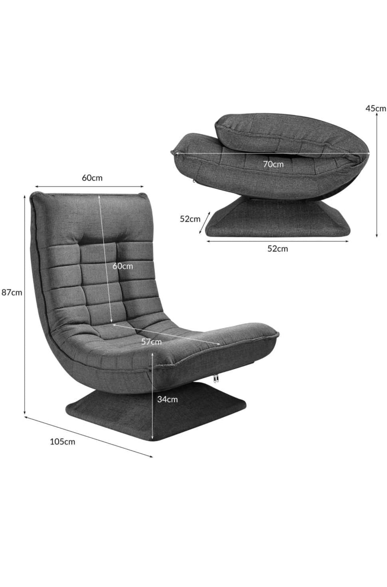 ALTIN™ Bodenstuhl – 360° Drehbar | Verstellbare Rückenlehne | Klappbares Bodensofa | Relax & Gaming Sessel in Grau/Schwarz