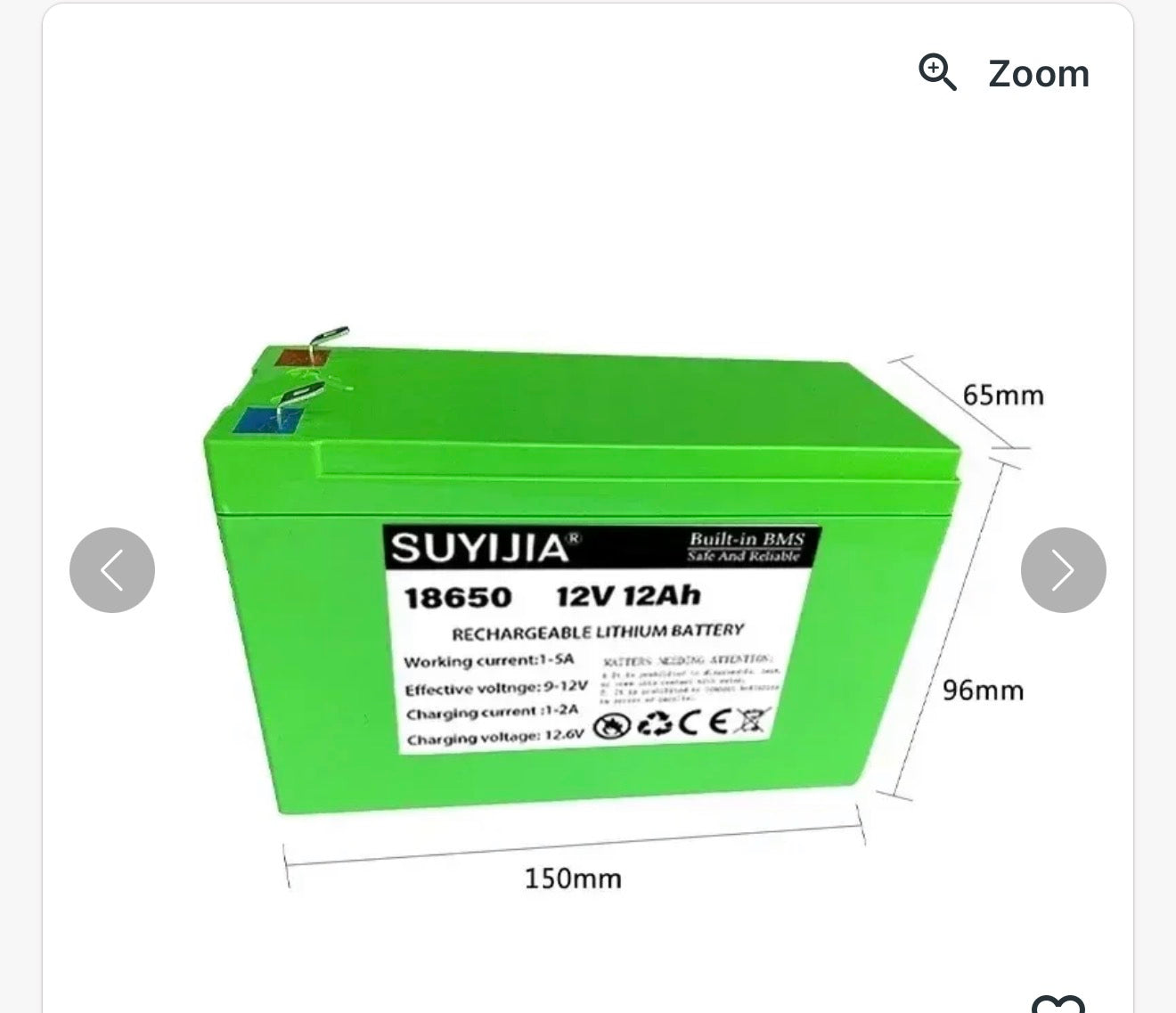 12V Li-Ion Akku 12Ah 20Ah BMS Batterie Solar E-Bike CE