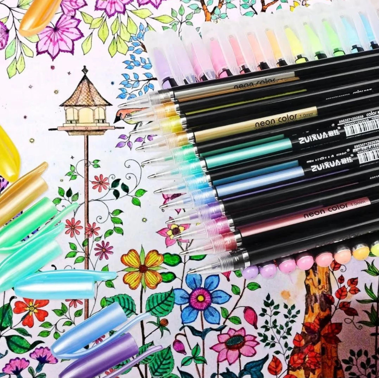 48-teiliges Gelstifte Set – Metallic, Pastell & Glitzer für Zeichnen & Malen