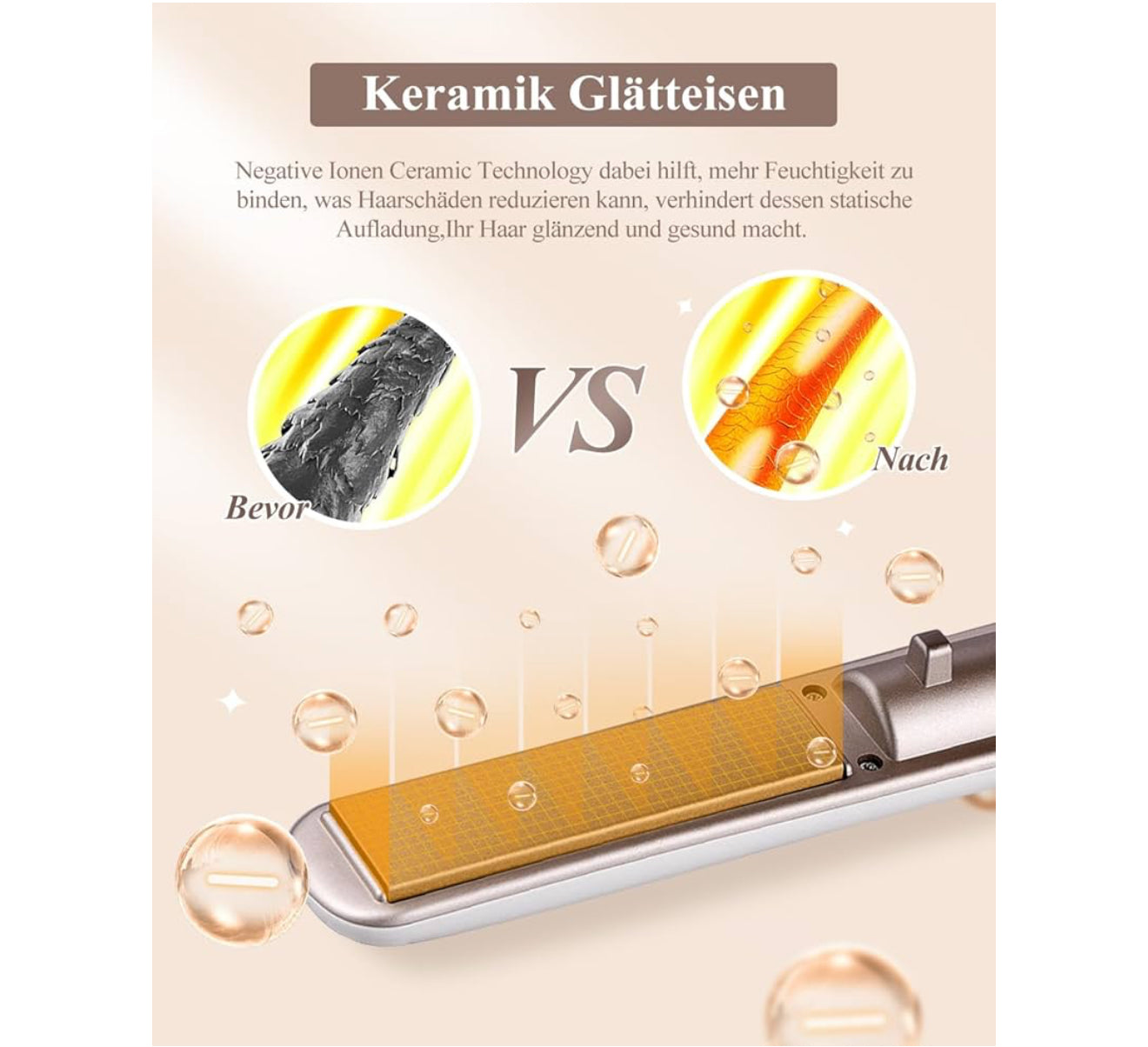 Kabelloses Glätteisen & Lockenstab 2-in-1 – Mini Haarglätter mit Keramikplatten, 5200 mAh Akku, USB-Aufladung, 3 Temperaturstufen – Für glattes & welliges Haar, Ideal für Reisen – Weiß