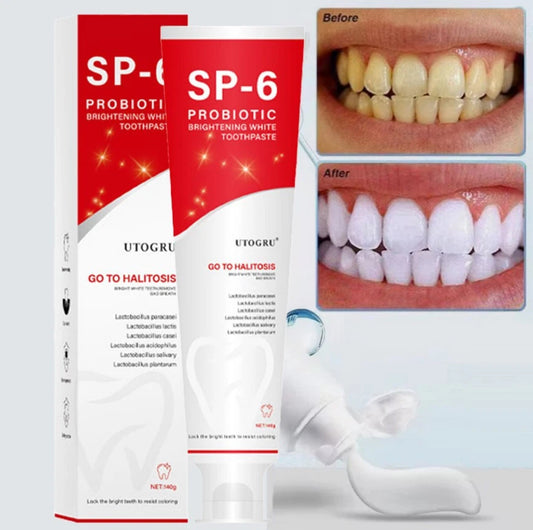 SP6 Ultra Whitening Zahnpasta – Probiotische Tiefenreinigung & Aufhellung | Natürliche Formel für frischen Atem & gesundes Zahnfleisch, 140 g