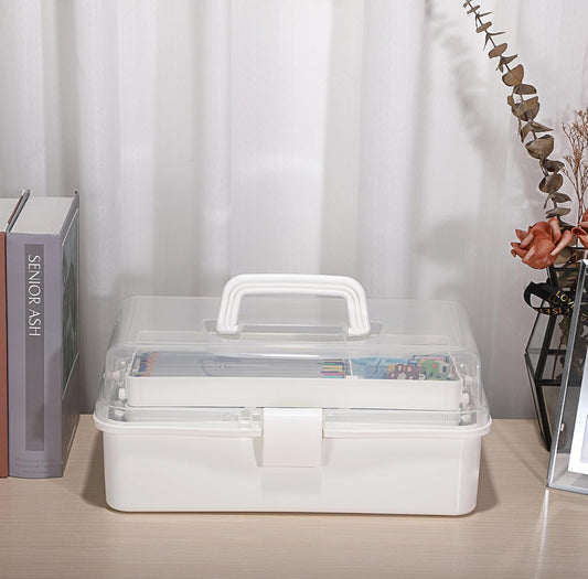 3-stufige multifunktionale Aufbewahrungsbox – Kosmetik 💄, Nähbedarf ✂️, Stifte ✏️ Weiß