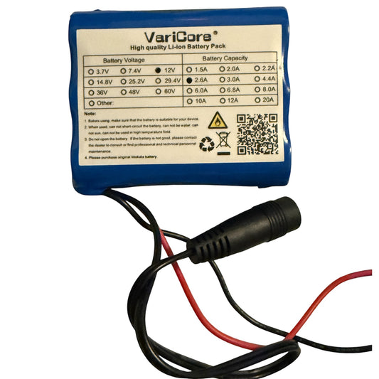VariCore 12V 2.6Ah Li-Ion Akku Pack 2X DC Jack 18650