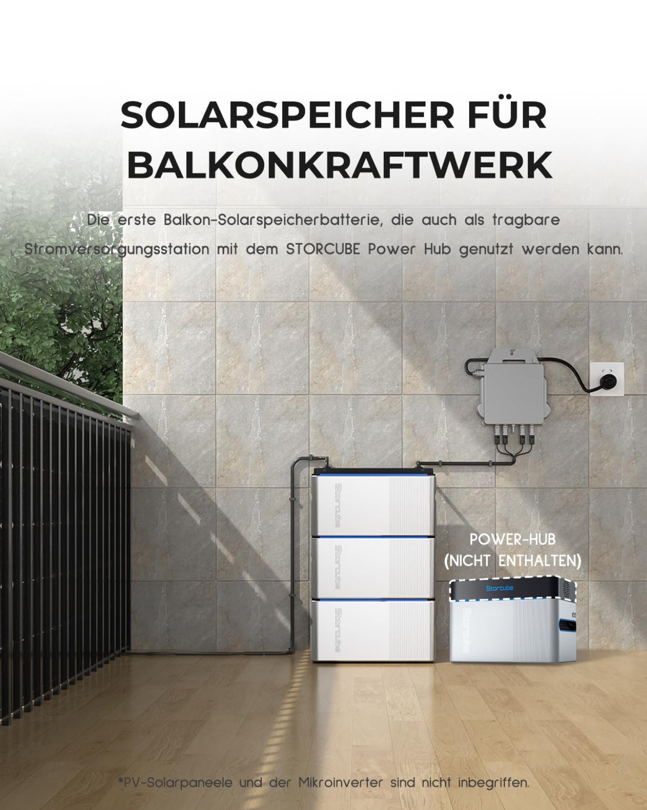 STORCUBE S1000 Balkonkraftwerk Speicher – 1024Wh LiFePO4, 800W, IP65, Plug&Play