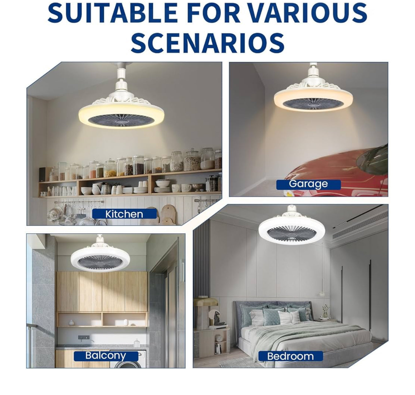 LED Deckenventilator 30W mit Fernbedienung, 3 Farben, Timer, Leise 24,5cm