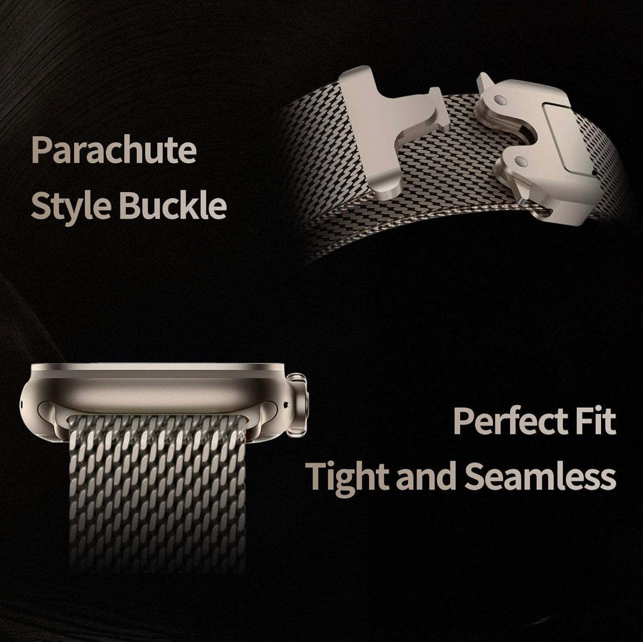 Apple Milanese Titan Milano Armband + Elastischer Titan Ring Unisex Set