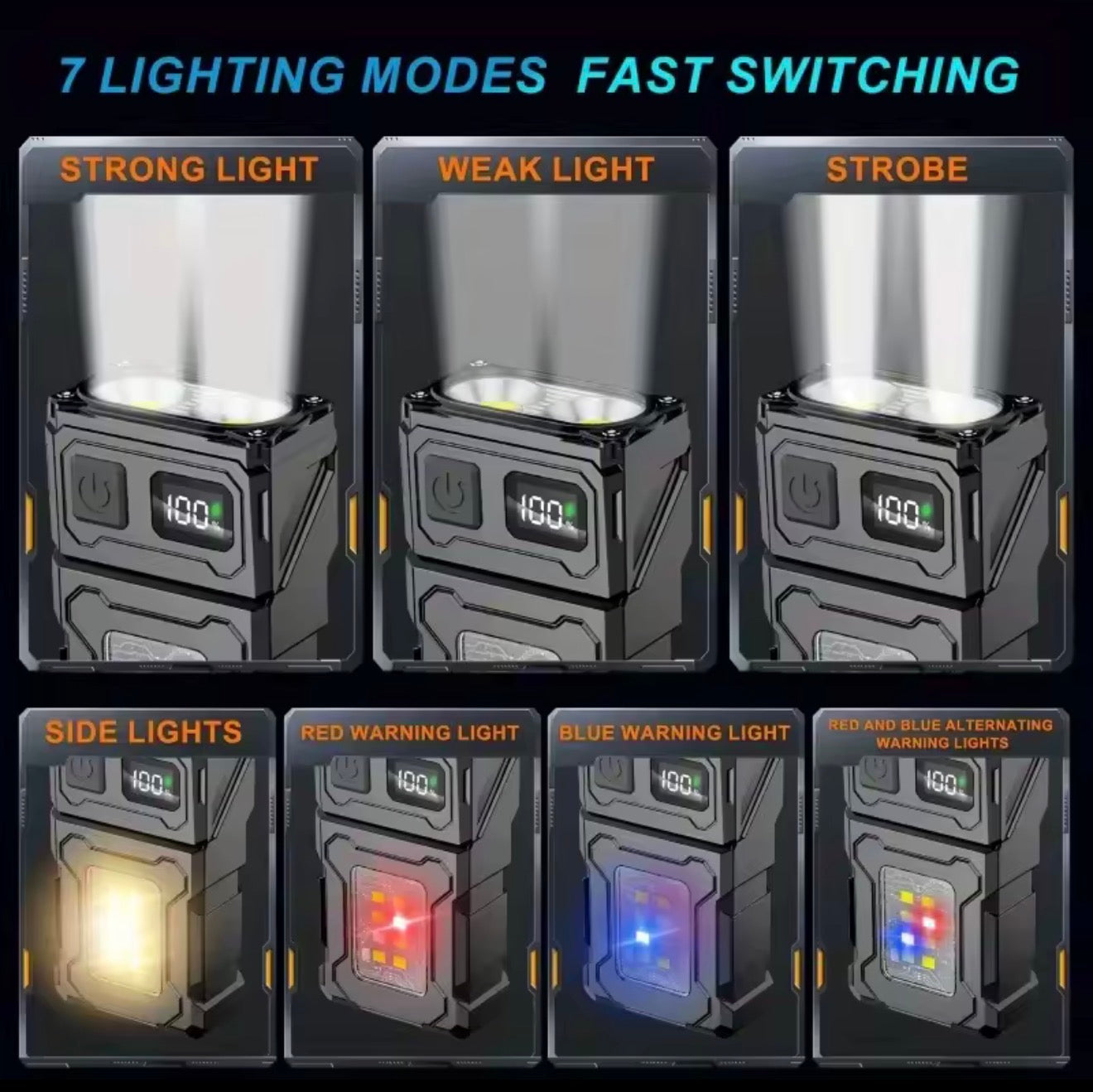 Multifunktionale taktische Arbeitslampe 7-in-1, 500 Lumen, Powerbank, IP45, Clip ✅