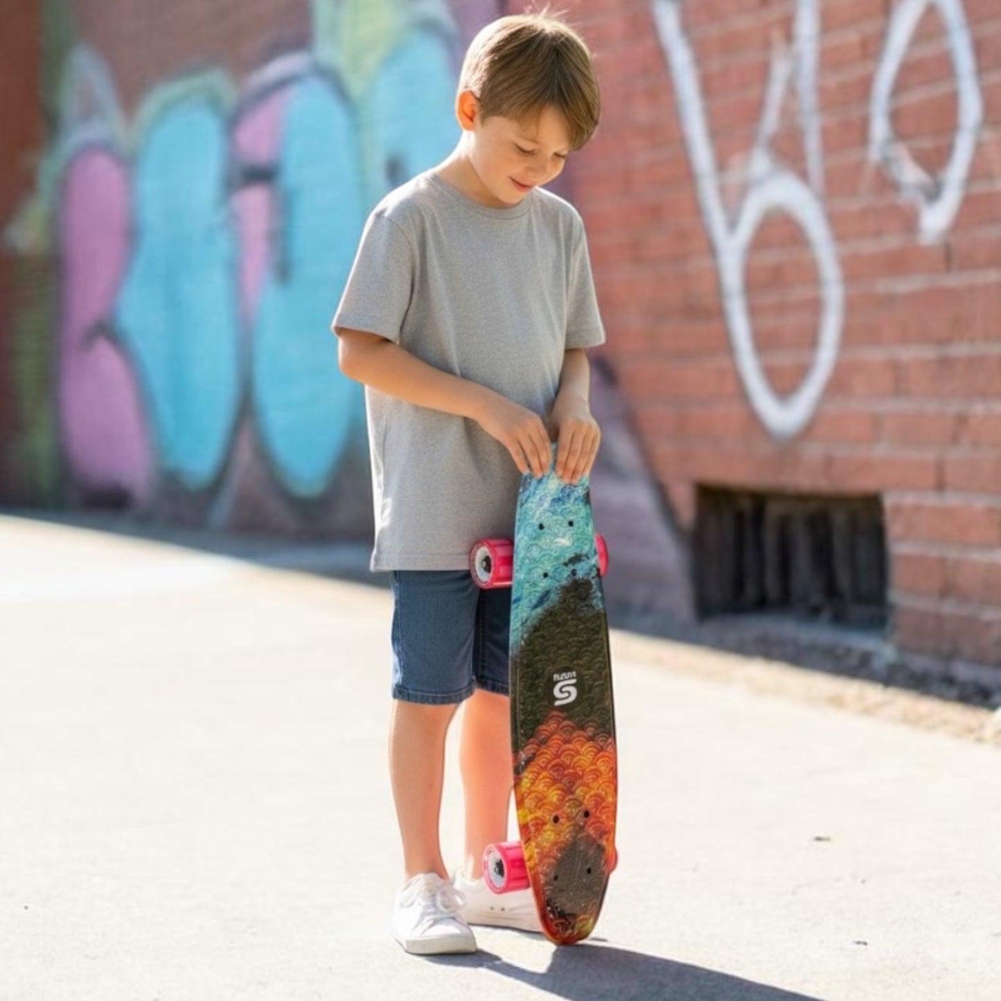LED Mini Cruiser Skateboard 22 Zoll ABEC-7 Kinder Jugend Retro Board