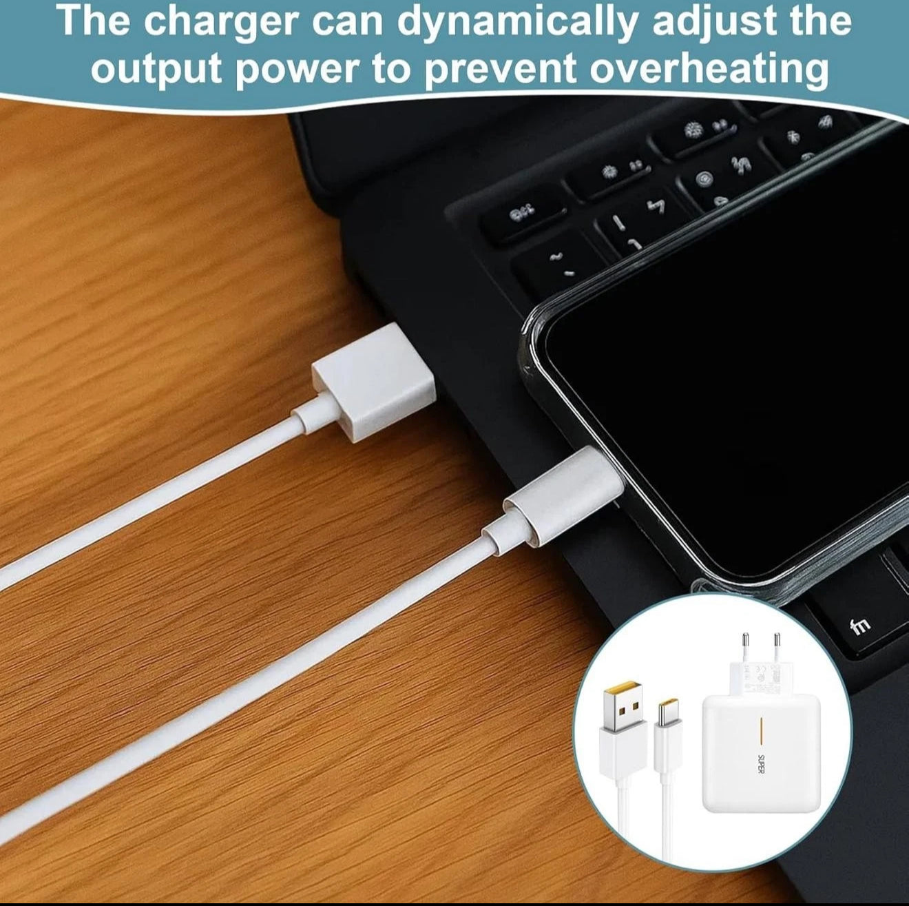 65 W USB-C Schnellladegerät + 2 m Kabel | Kompatibel mit Oppo / OnePlus / Realme