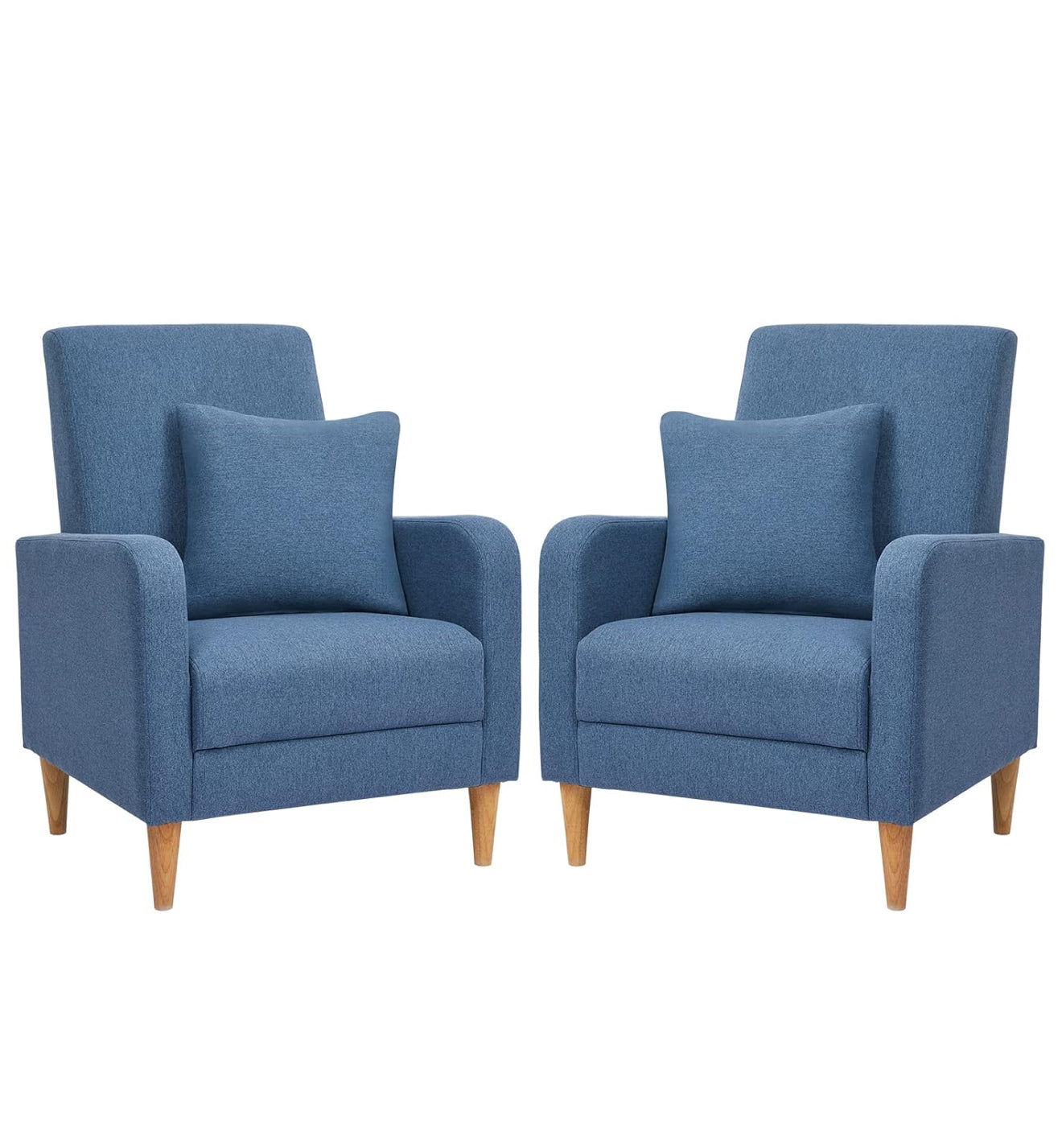 Moderner Akzentstuhl in Beige, Blau, F Blau & Hellgrau – Ergonomisch gepolstert, mit Holzfüßen, hoher Rückenlehne & 150 kg Tragkraft