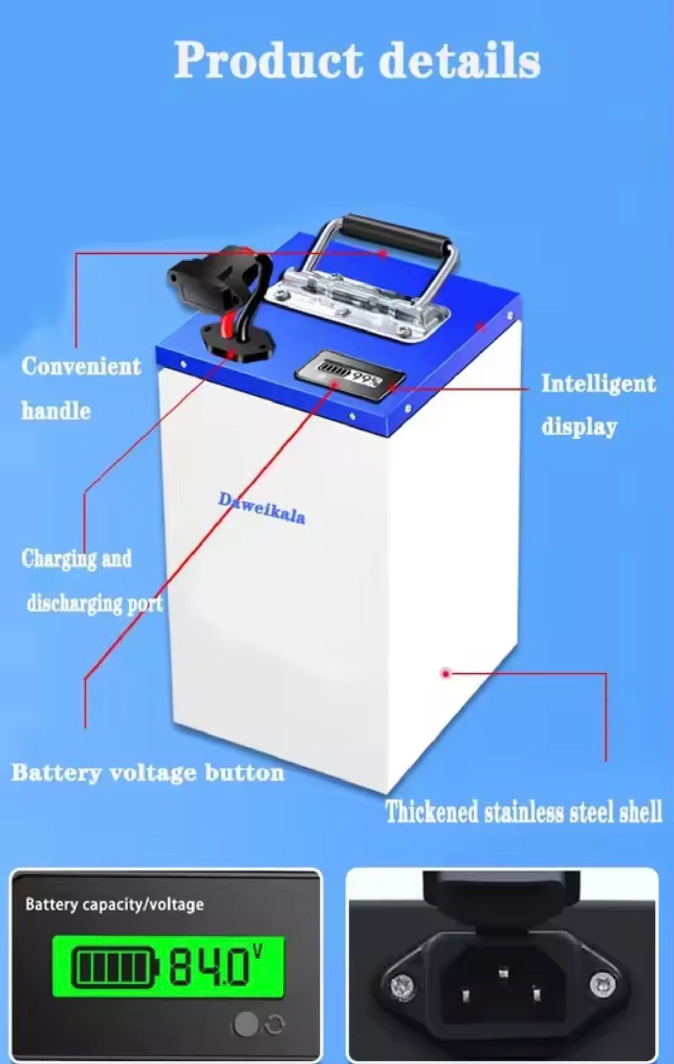 72V 99Ah Lithium Batterie Set | 80A BMS | IP54 120A Peak Pro Kit