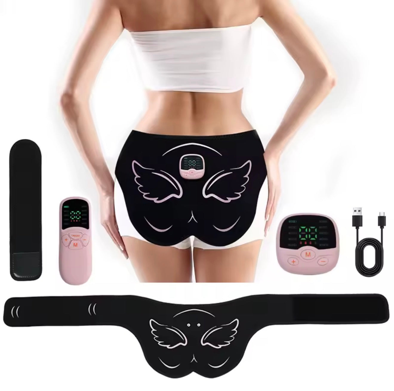 EMS 3in1 Muskelstimulations Set für Bauch Arme Beine mit LCD USB