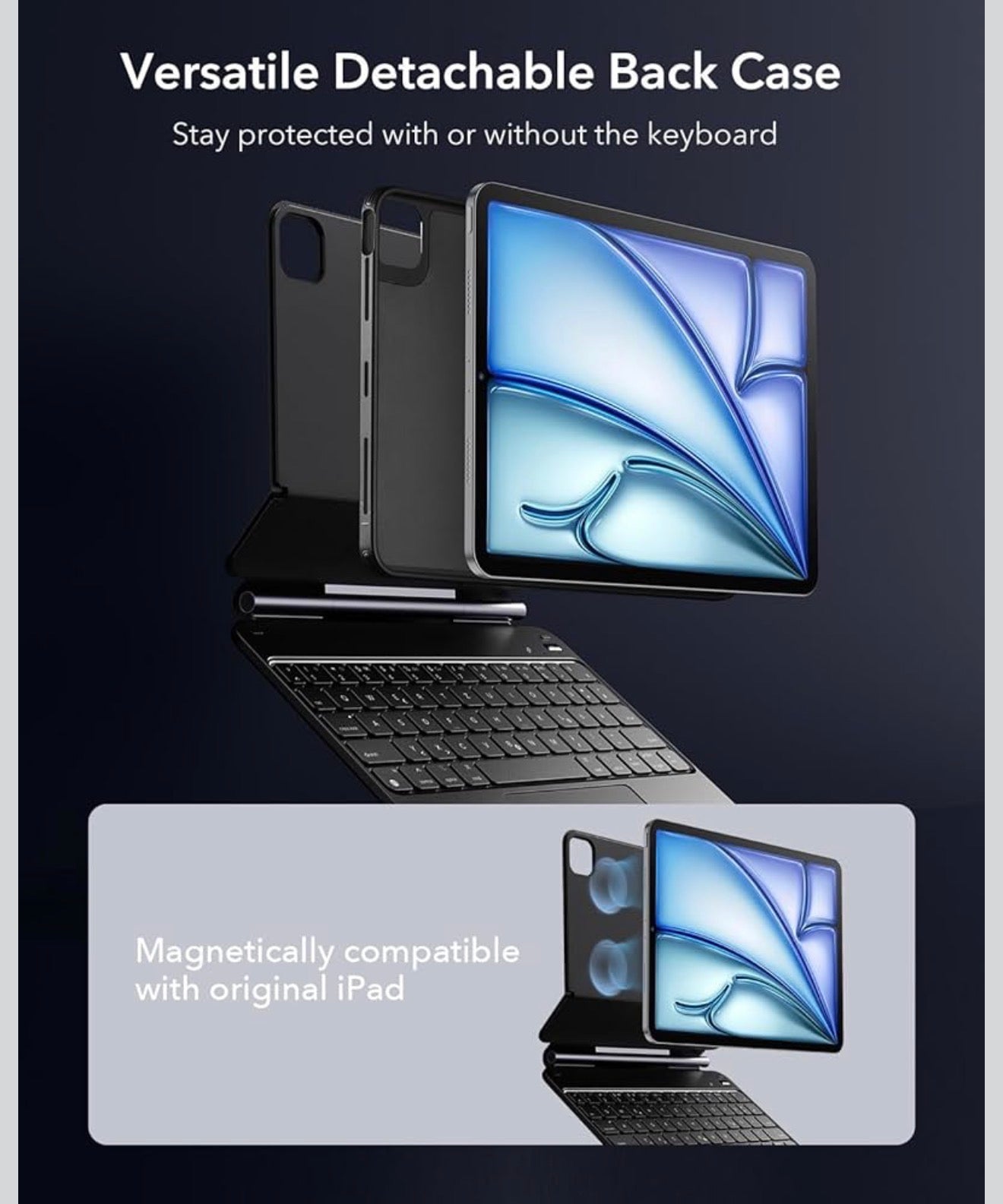 ESR iPad Air 11 / Pro 11 Tastatur Hülle Bluetooth Trackpad RGB Schwarz