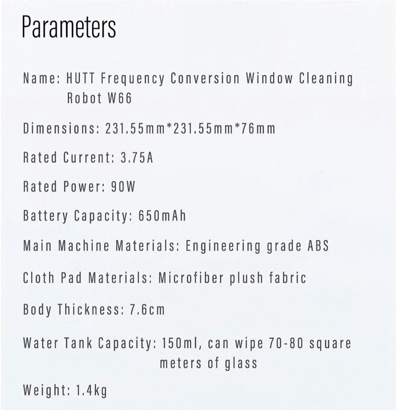 HUTT W66 Fensterputzroboter 2600Pa mit Sprühfunktion Smart Clean