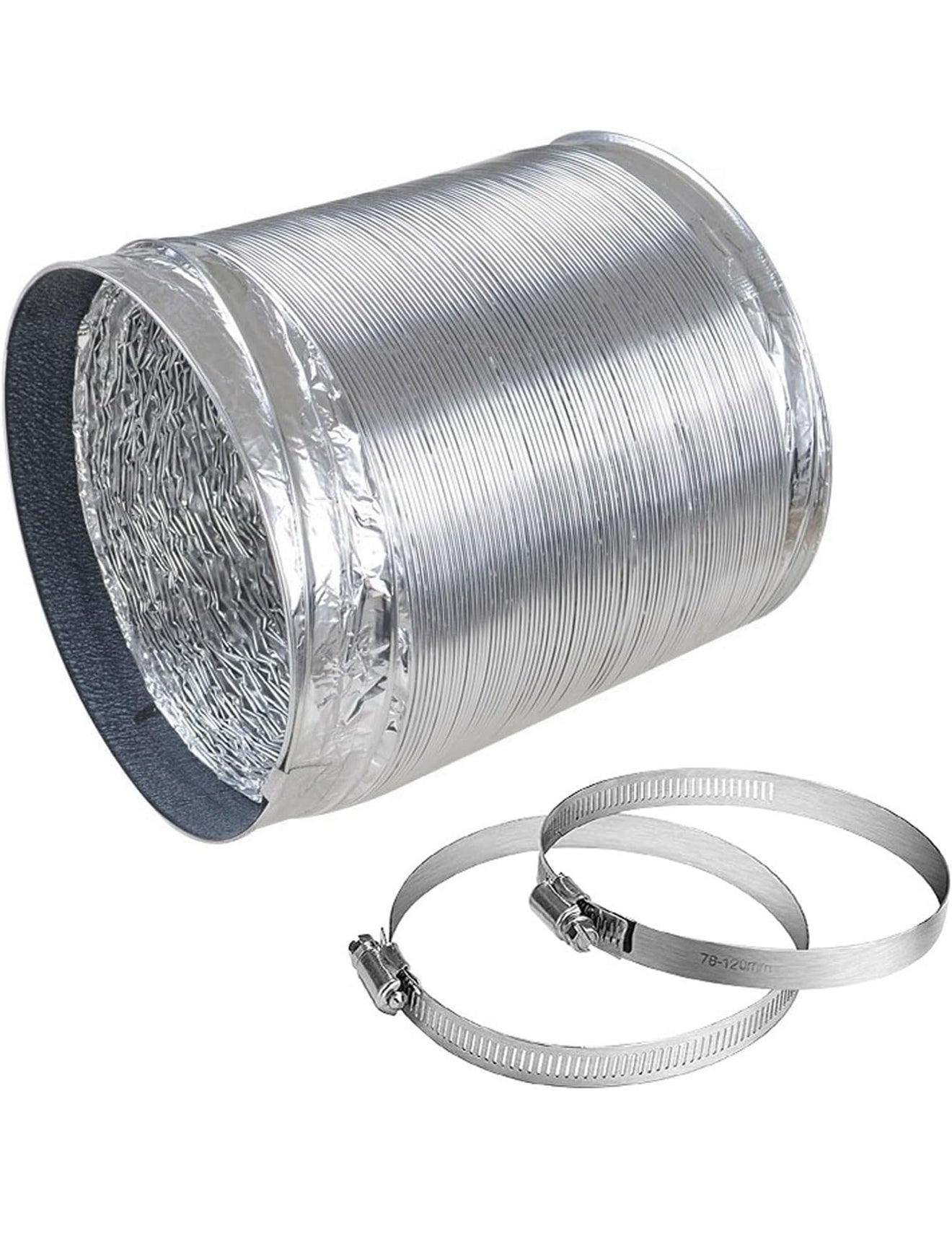 Aluminium Lüftungsschlauch Ø100 mm 2 m flexibel + 2 Schlauchschellen Klima Abluft