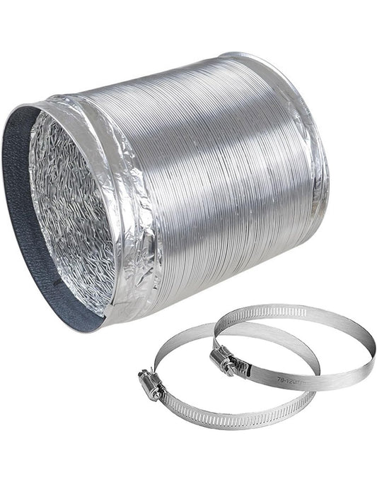 Aluminium Lüftungsschlauch Ø100 mm 2 m flexibel + 2 Schlauchschellen Klima Abluft