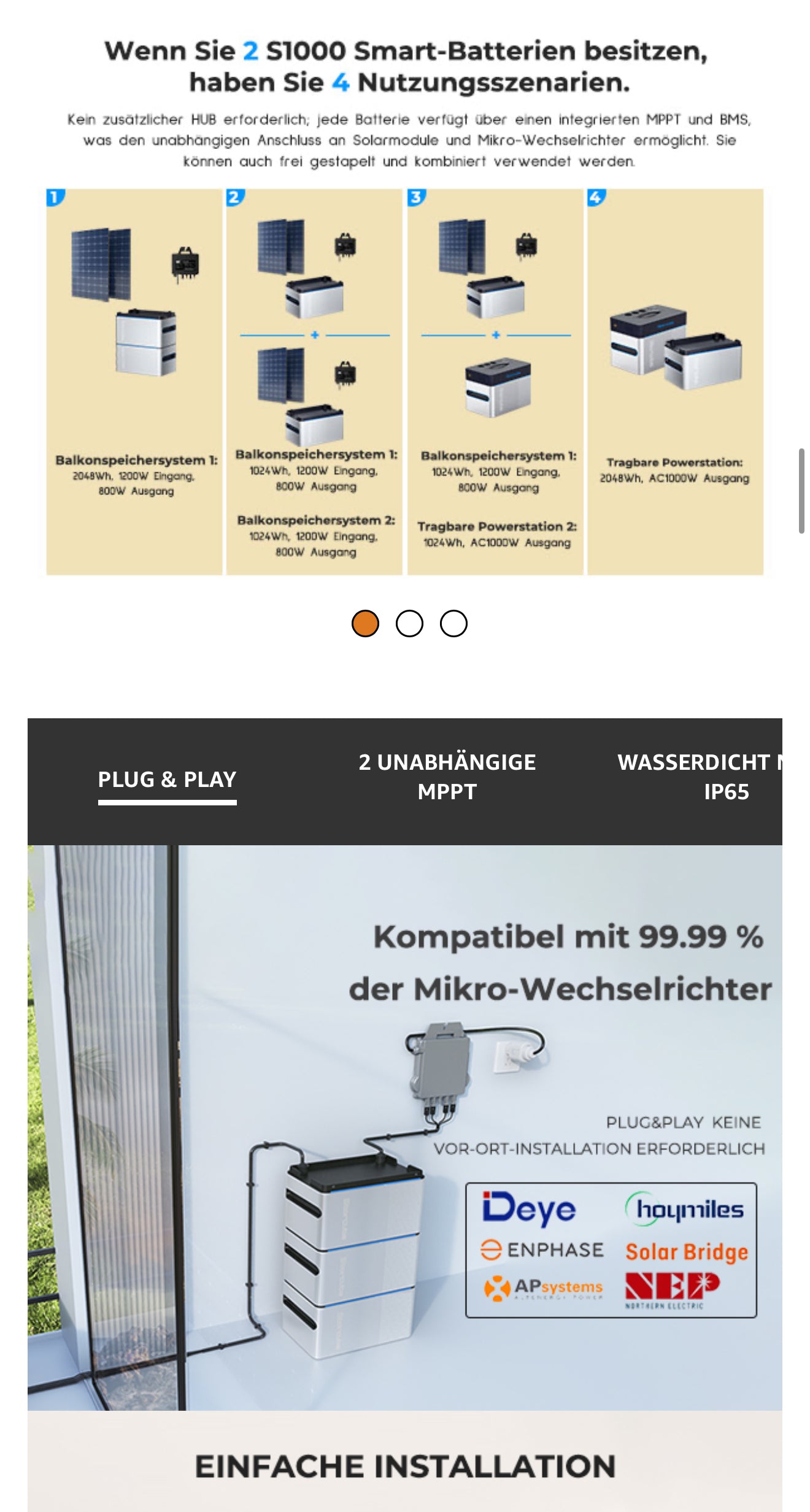 STORCUBE S1000 Balkonkraftwerk Speicher – 1024Wh LiFePO4, 800W, IP65, Plug&Play