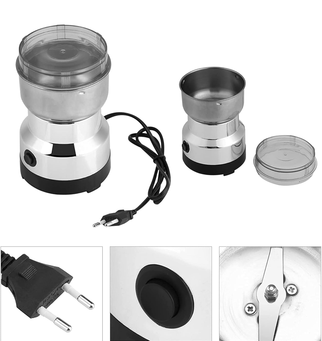 Moulin Original Elektrische Kaffeemühle & Gewürzmühle 200 W Edelstahl HM-8300