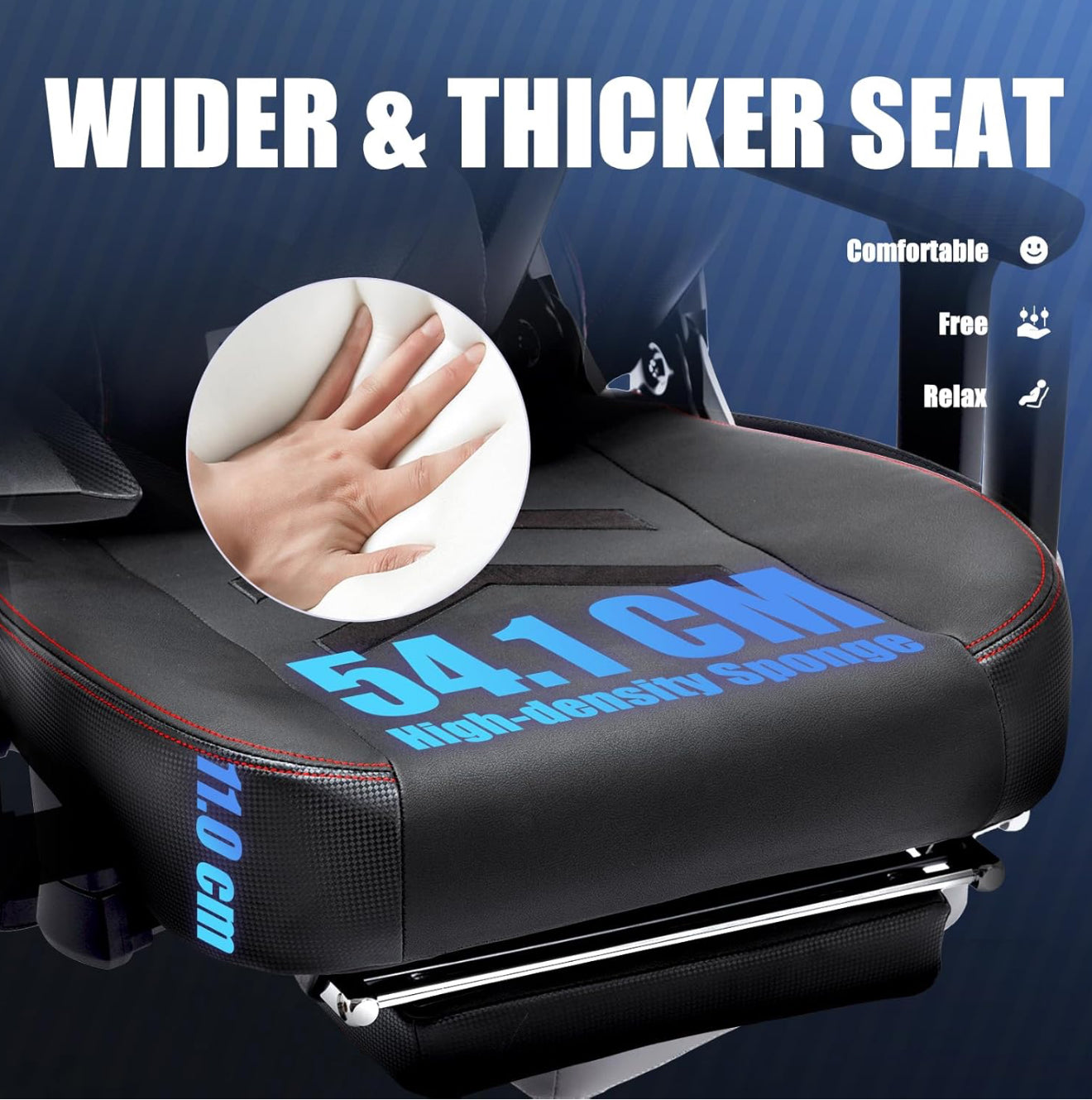 Ergonomischer Gaming-Stuhl mit Fußstütze – 159 kg belastbar, PU-Leder, große Sitzfläche, 3D-Armlehnen, verstellbare Rückenlehne (bis 150°), Home Office & Gaming