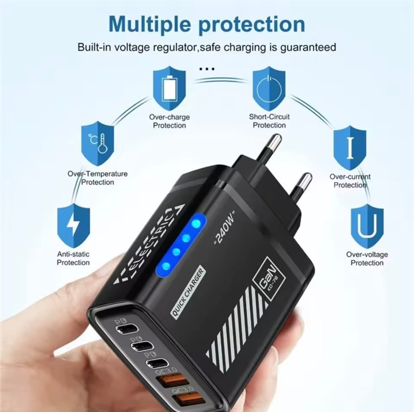 🔥 240W GaN Ladegerät + 4-in-1 2m Schnellladekabel – Schwarz & Gelb, Laptop & Handy