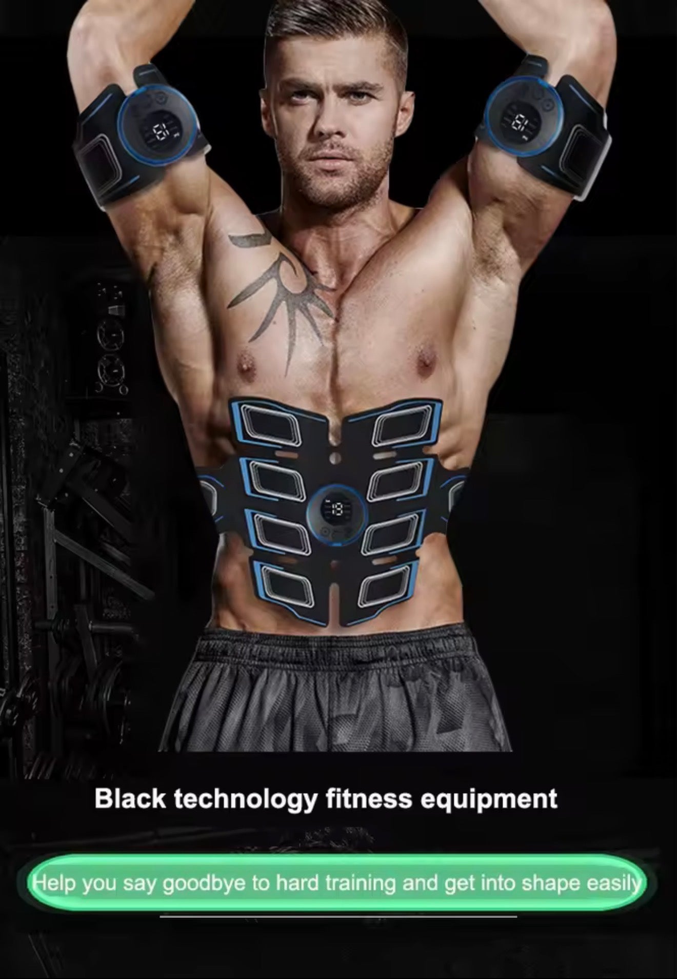 EMS 3in1 Muskelstimulations Set für Bauch Arme Beine mit LCD USB