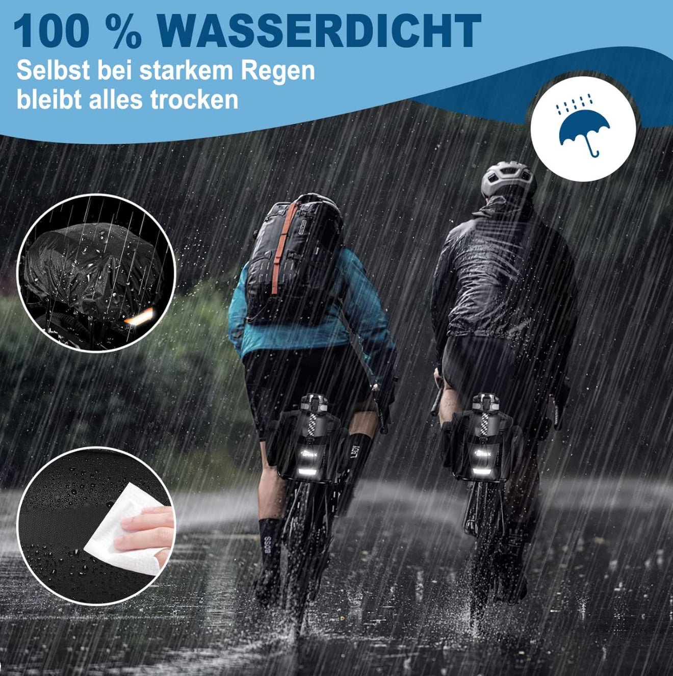 🚲 

Wasserdichte Fahrrad-Hecktasche – 12 L Gepäckträgertasche mit Regenhülle, Reflektoren & Flaschenfach, 3-in-1 Schulter-, Hand- & Gepäckträgertasche für MTB, E-Bike & Cityrad