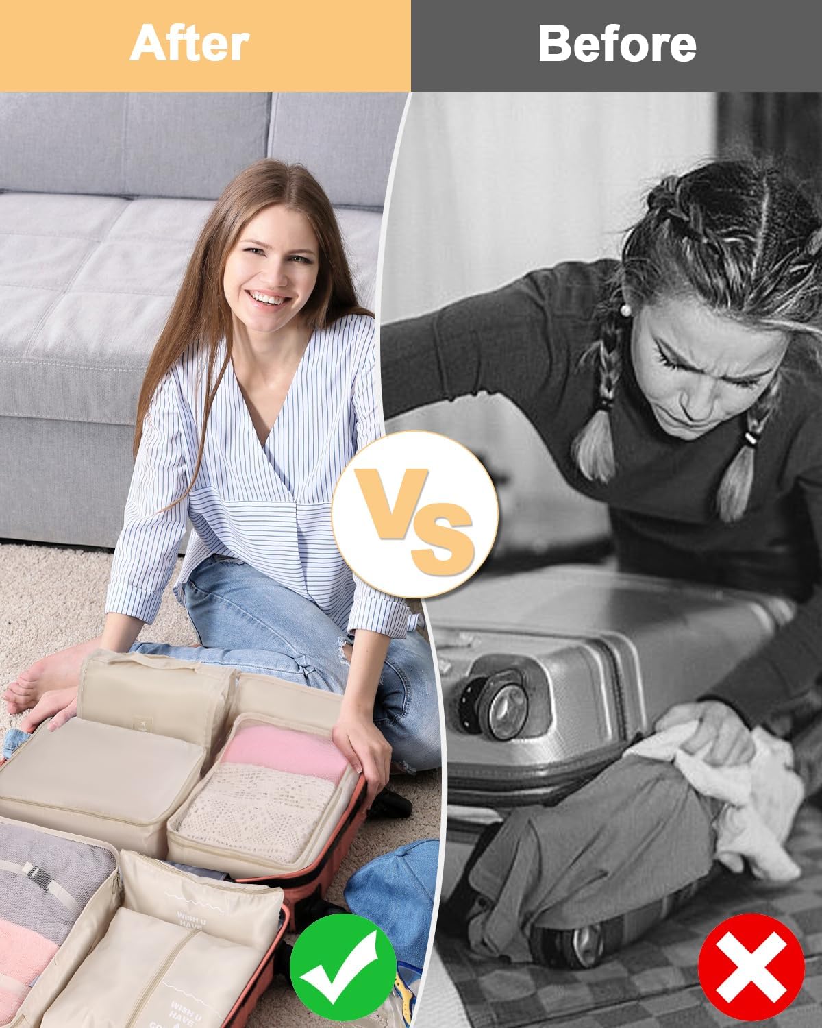 20tlg Koffer Organizer Set Packwürfel Reisetaschen Gepäckanhänger