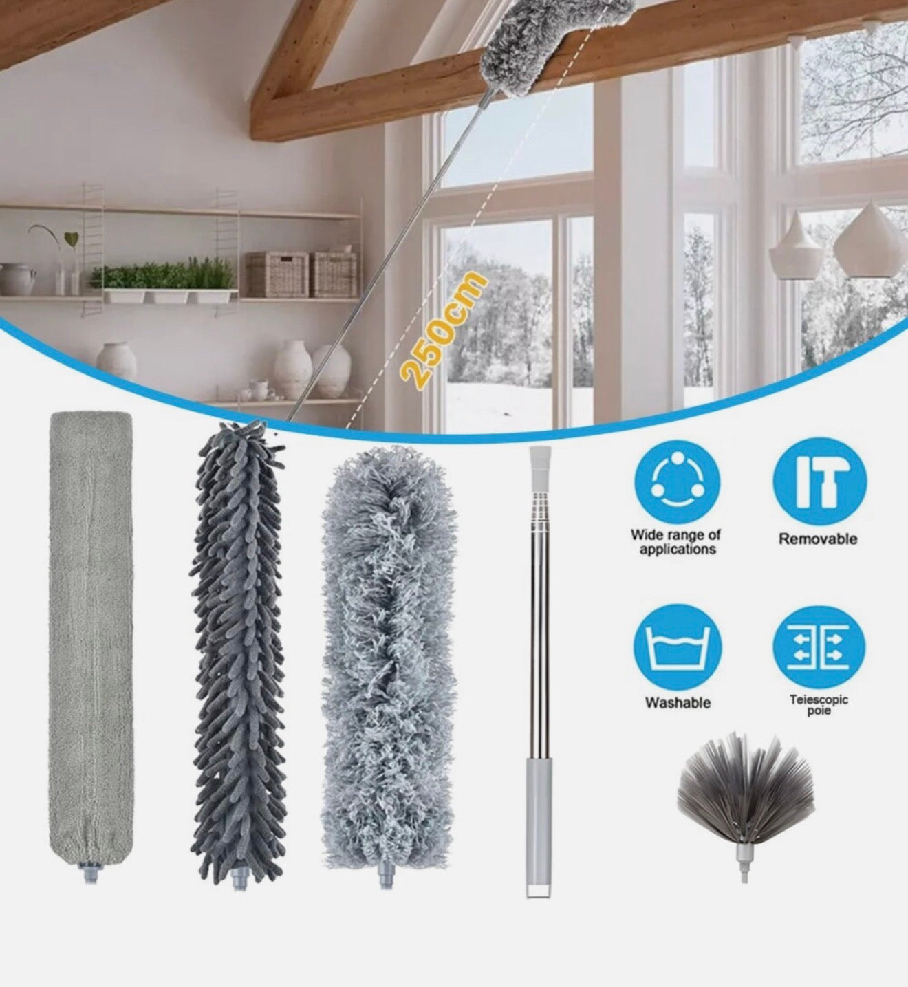 🧹 2er Set Teleskop-Staubwedel – Für ein sauberes Zuhause ohne Leiter!