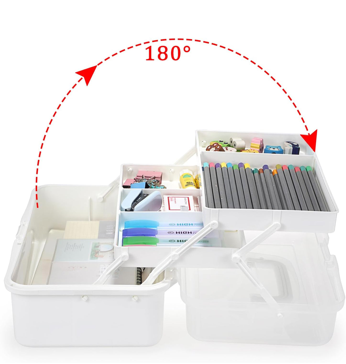 3-stufige multifunktionale Aufbewahrungsbox – Kosmetik 💄, Nähbedarf ✂️, Stifte ✏️ Weiß