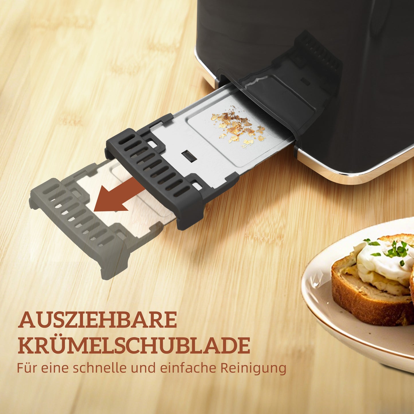 Elektrischer Wasserkocher & Toaster-Set 1,7L LED-Touchscreen Schwarz/Creme