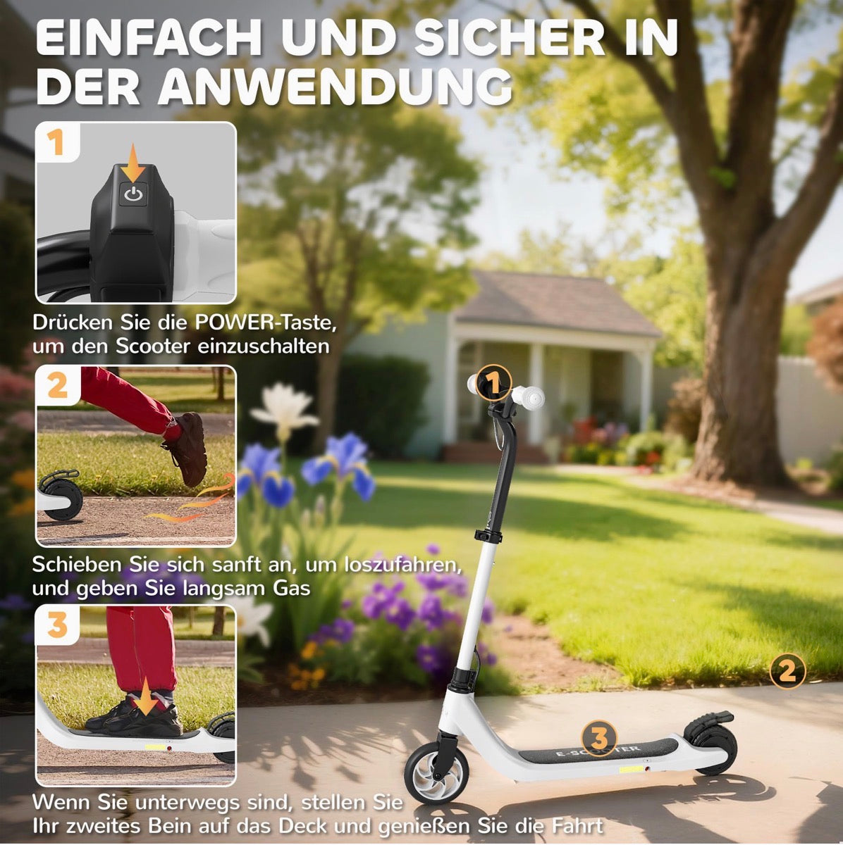 HOMCOM Elektroroller 120 W, 6 km Reichweite, 50 kg Traglast