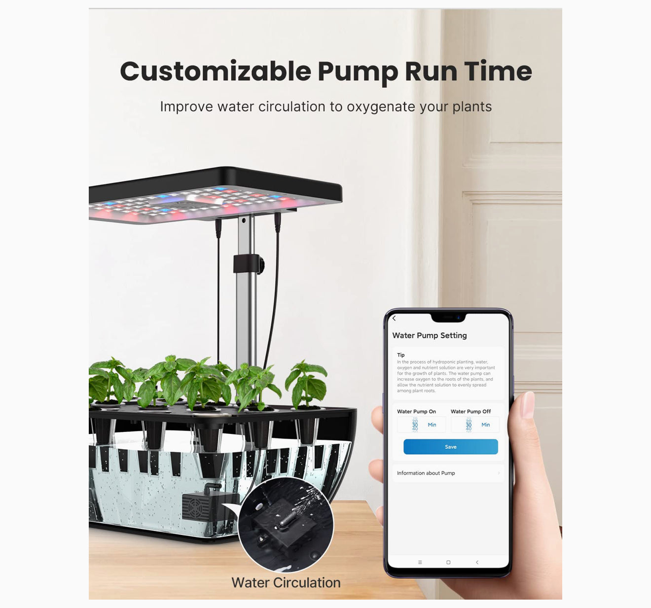 iDOO WiFi Hydroponik Indoor Garten, 12 Pods, LED, 6,5 L Tank, App-Steuerung