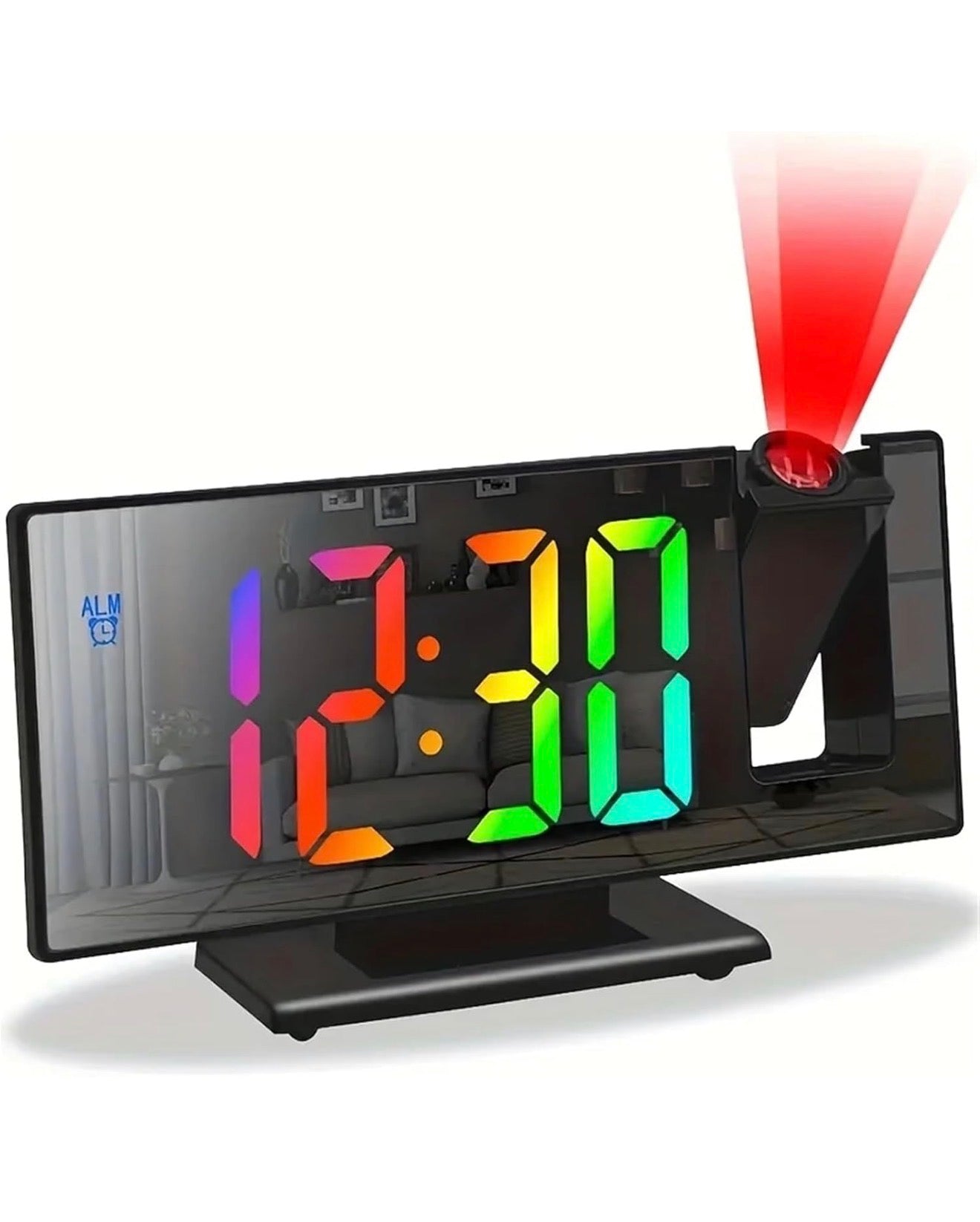 LED-Spiegel-Projektionswecker, Temperatur, Nachtmodus, USB, Snooze-Funktion