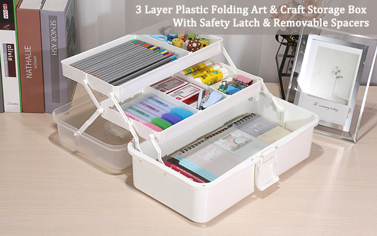 3-stufige multifunktionale Aufbewahrungsbox – Kosmetik 💄, Nähbedarf ✂️, Stifte ✏️ Weiß