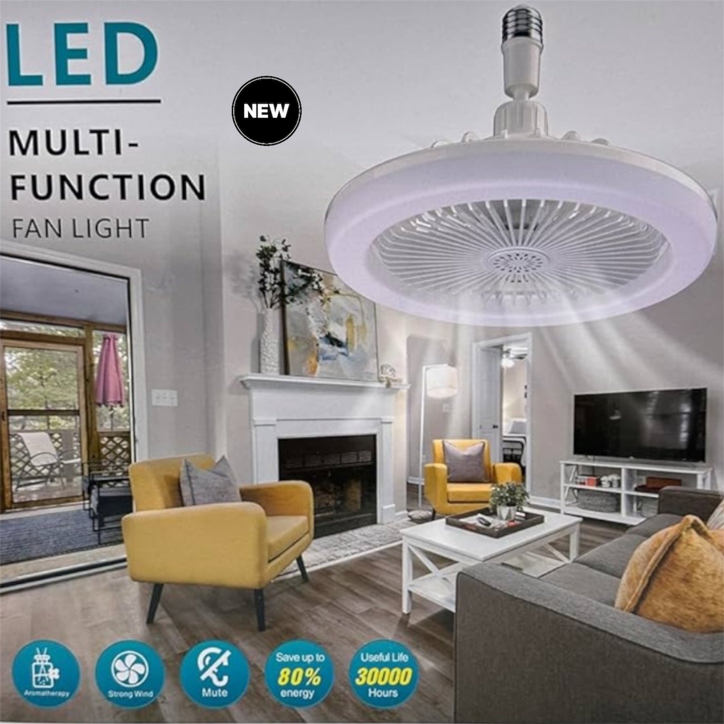 LED Deckenventilator 30W mit Fernbedienung, 3 Farben, Timer, Leise 24,5cm