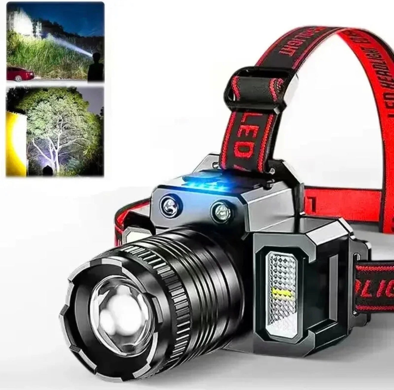 USB Wiederaufladbare LED Stirnlampe, 5LED & Sensor, Zoom, Camping, Angeln & Outd