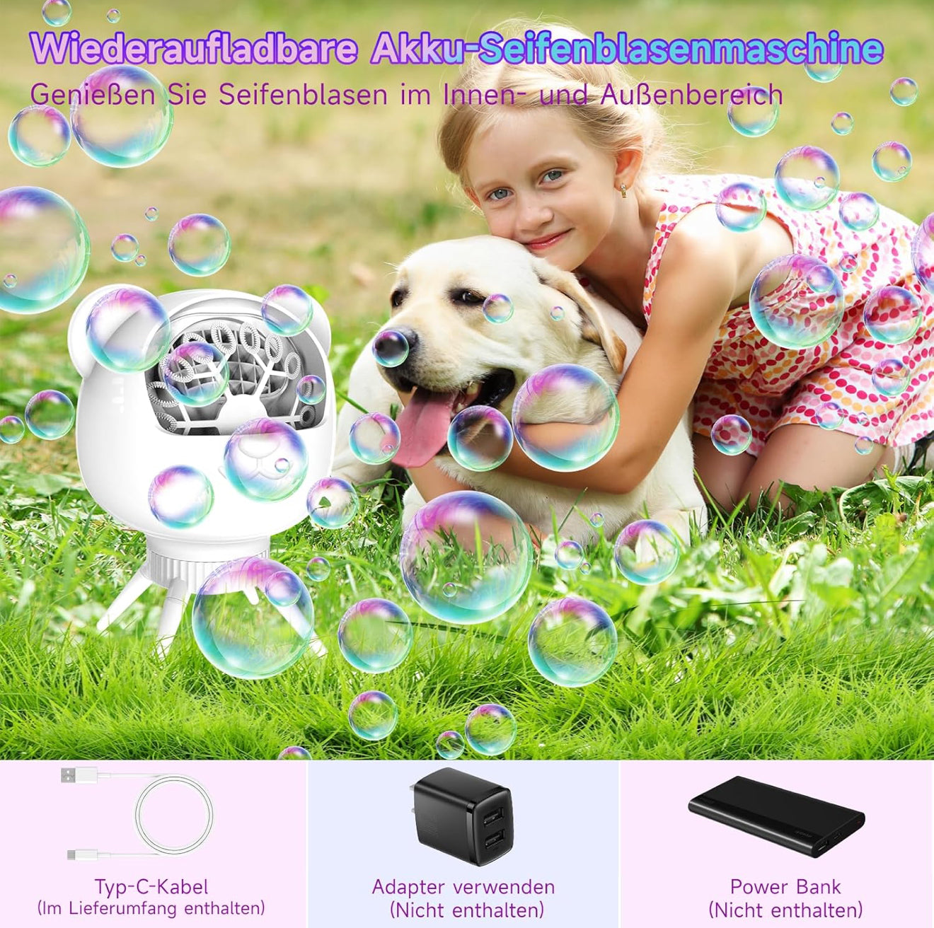 Professionelle Automatische Seifenblasenmaschine – 38.000 Blasen/Min, 500 ml Tank
