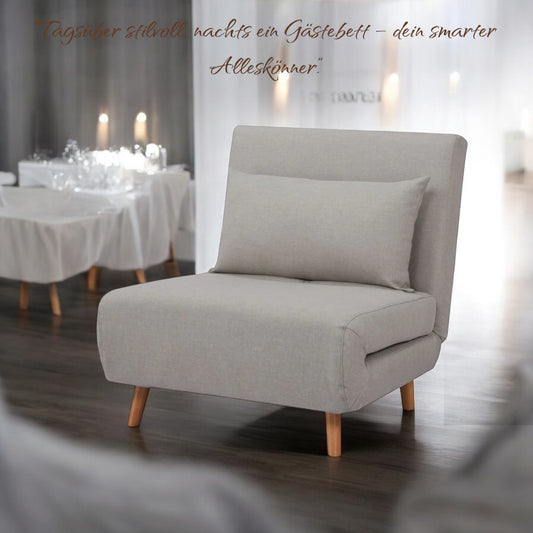 Schlafsessel – Hellgrau & Dunkelgrau | 2-in-1 Sessel & Gästebett
