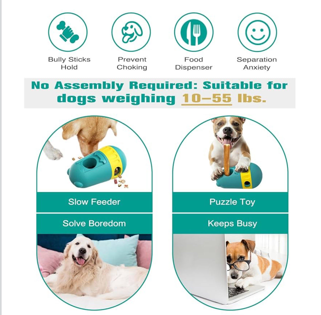 2x Snackball Hund Futterball Leckerli Spender & Kaustab-Halter - Farbe Wählbar