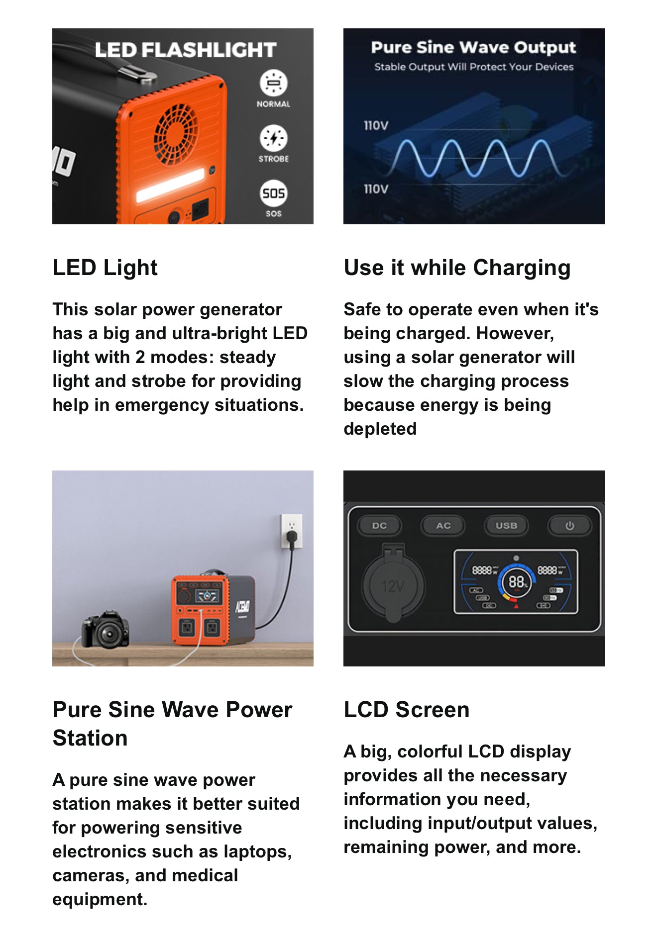 Tragbare Powerstation 666Wh LiFePO4 mit 2×700W AC-Ausgängen & 360W Schnellladung – Solar Generator für Camping, Outdoor, Notfälle & Haushalt
