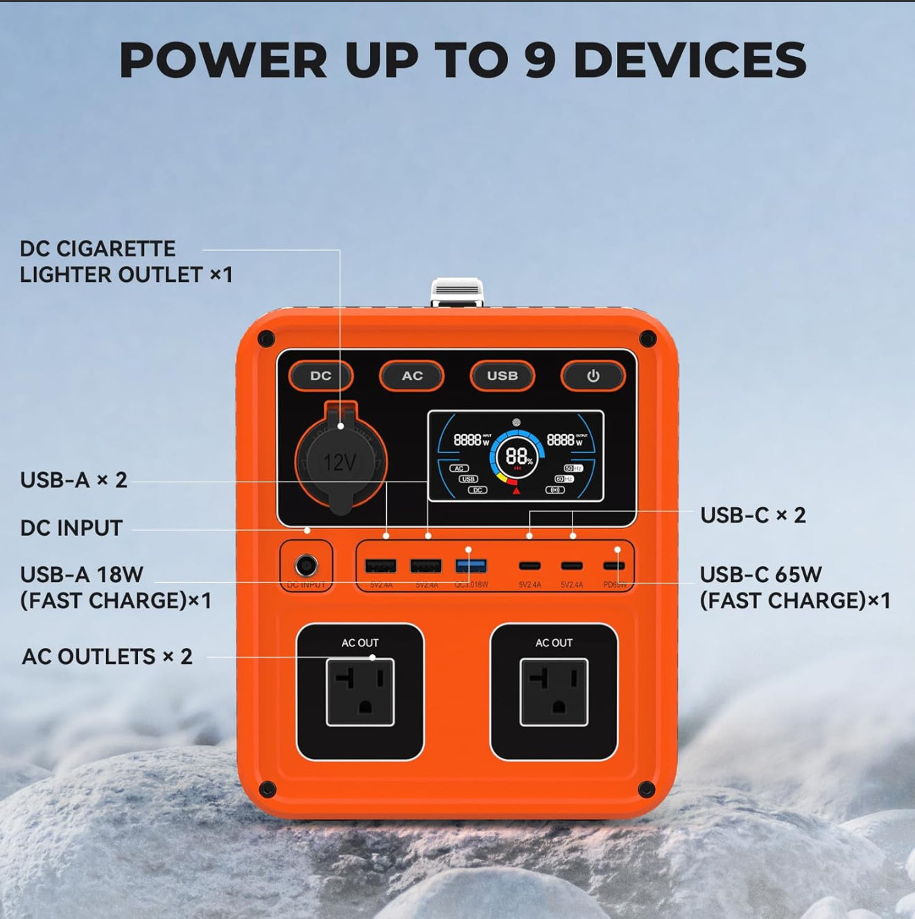 Tragbare Powerstation 666Wh 700W – VORGUT P7 – LiFePO4 Akku – Solar-Ladung – Für Outdoor, Camping & Notfälle