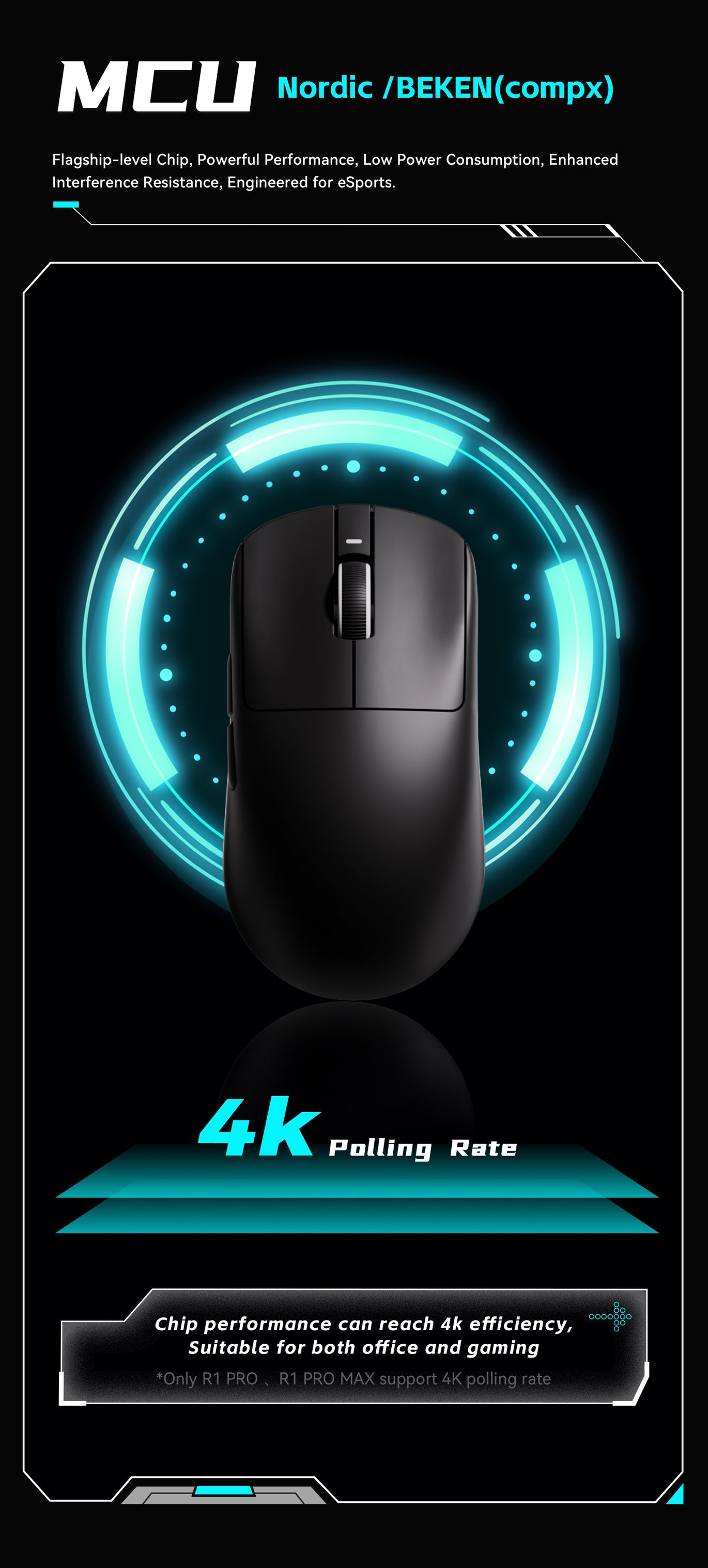 VXE R1 Pro Max Wireless Gaming Maus PAW3395 54g 4K Polling Schwarz