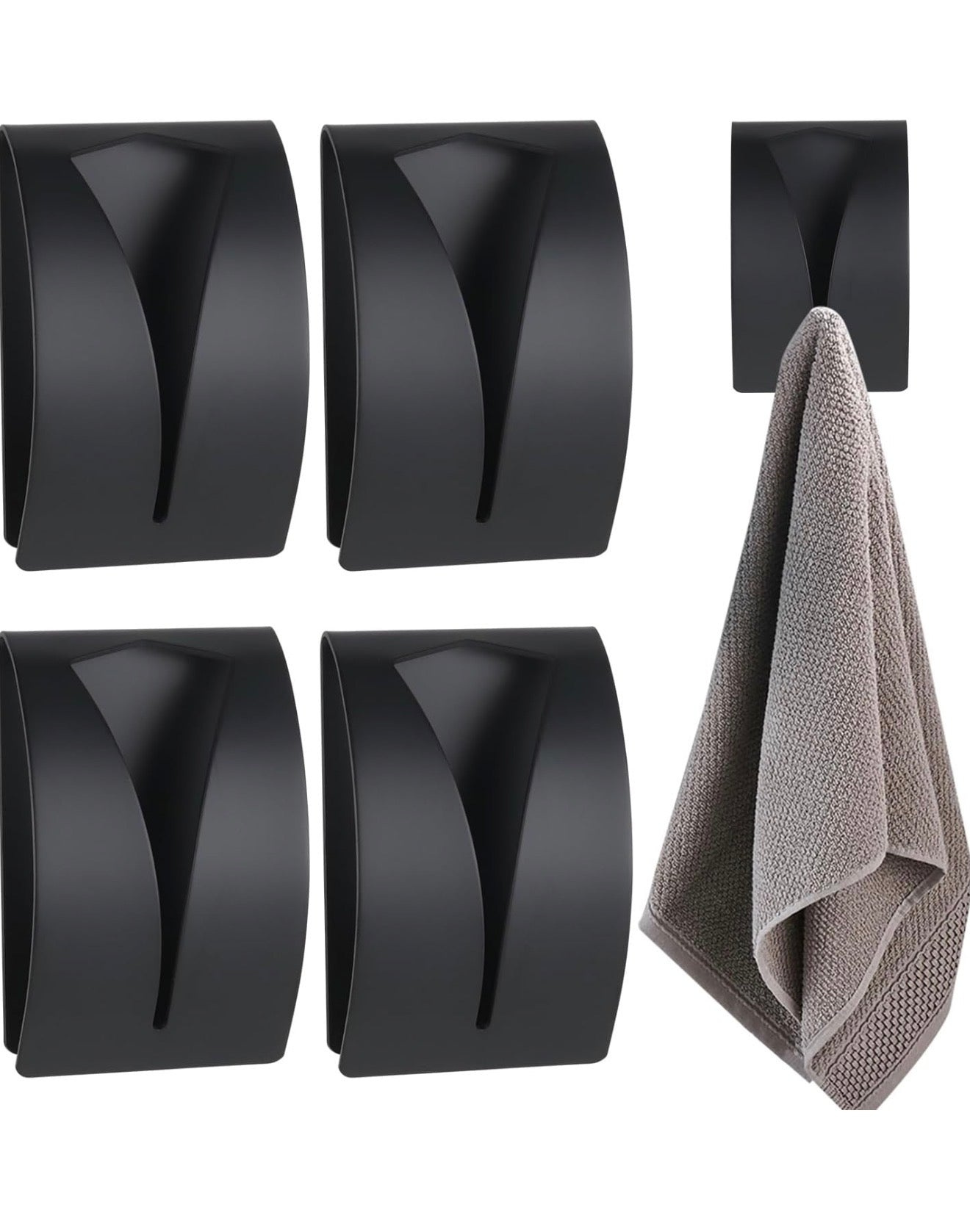 8x Handtuchhalter Selbstklebend Edelstahl Schwarz Ohne Bohren Wandhaken