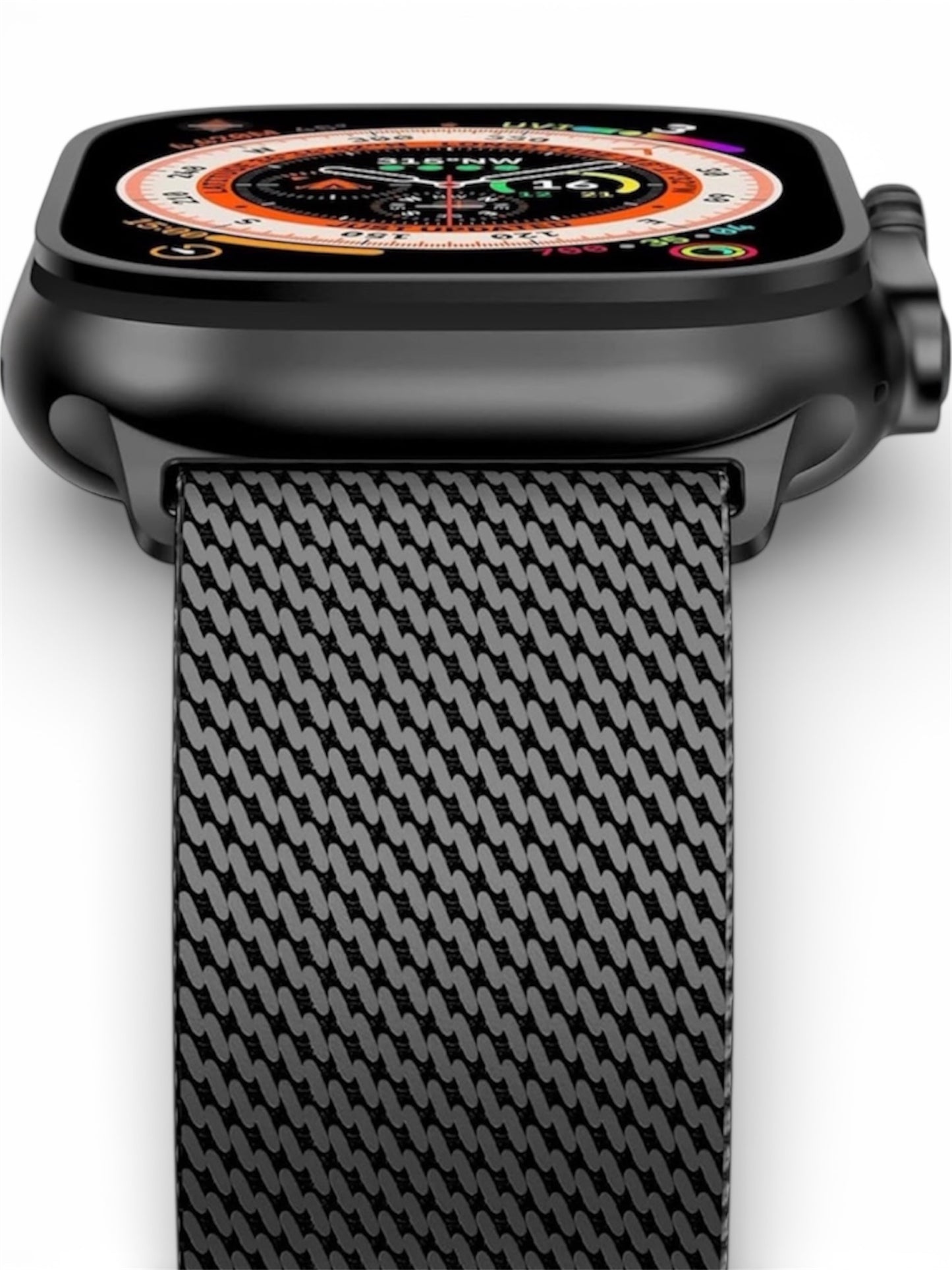 Apple Milanese Titan Milano Armband + Elastischer Titan Ring Unisex Set