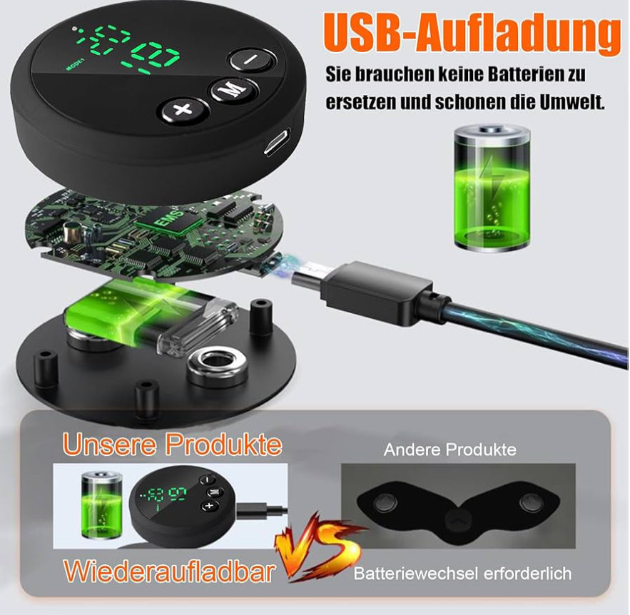 EMS Bauchmuskeltrainer Elektrisch Power ABS Stimulator USB 12 Modi 19 Intensität