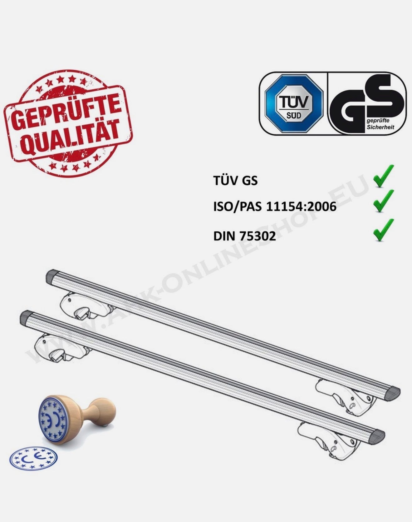 Alu Dachträger Relingträger 90kg abschließbar Universal