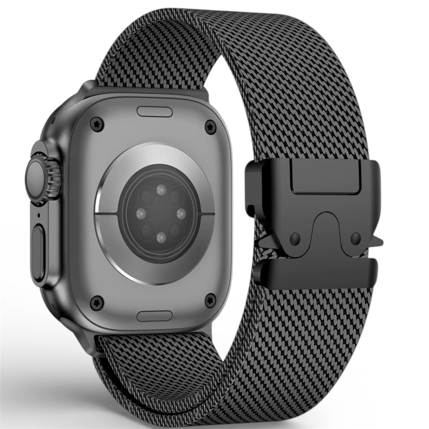 Apple Milanese Titan Milano Armband + Elastischer Titan Ring Unisex Set