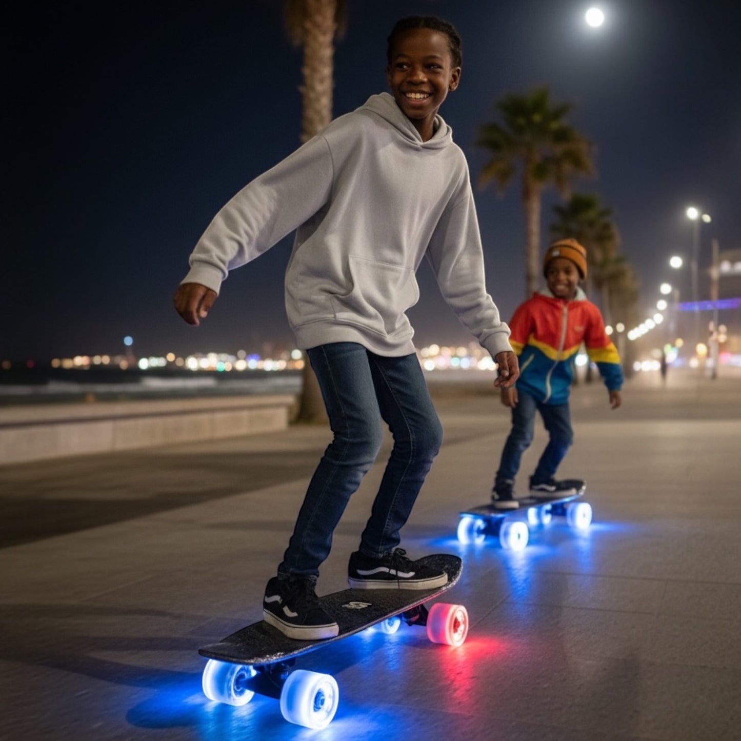 LED Mini Cruiser Skateboard 22 Zoll ABEC-7 Kinder Jugend Retro Board