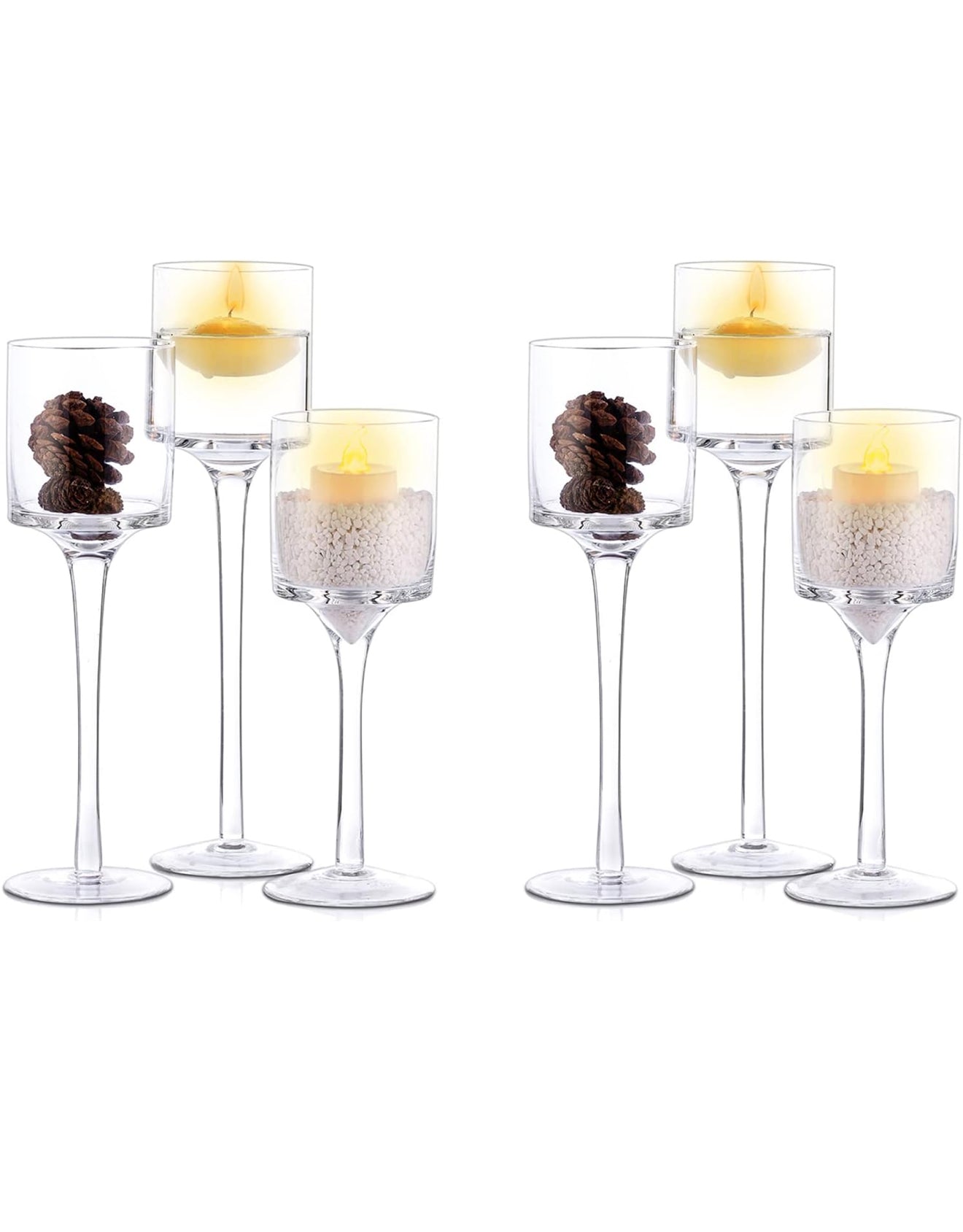 6-teiliges Glas-Teelicht & Schwimmkerzen-Set – Elegant für Tisch & Wohnraum