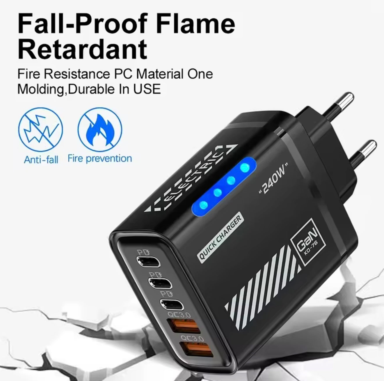 🔥 240W GaN Ladegerät + 4-in-1 2m Schnellladekabel – Schwarz & Gelb, Laptop & Handy